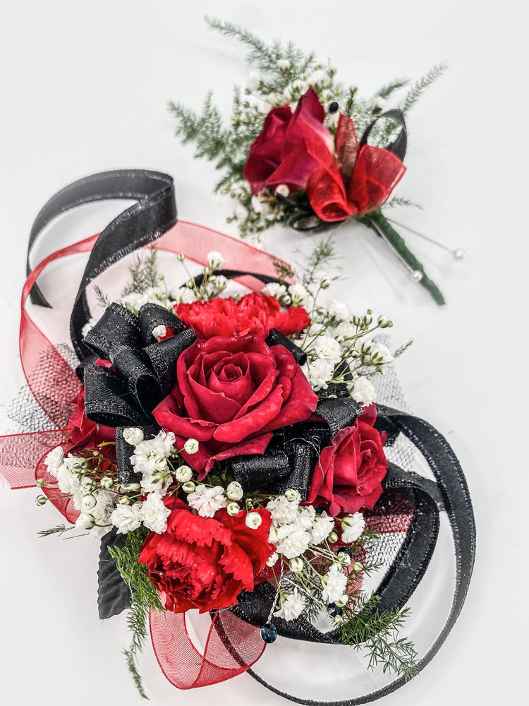 Custom Corsage with matching Boutonniere - Printz Florist